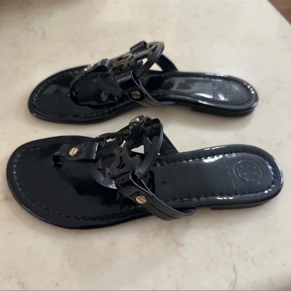Tory Burch Miller Sandals Patent Leather Black size 7 - Picture 4 of 8